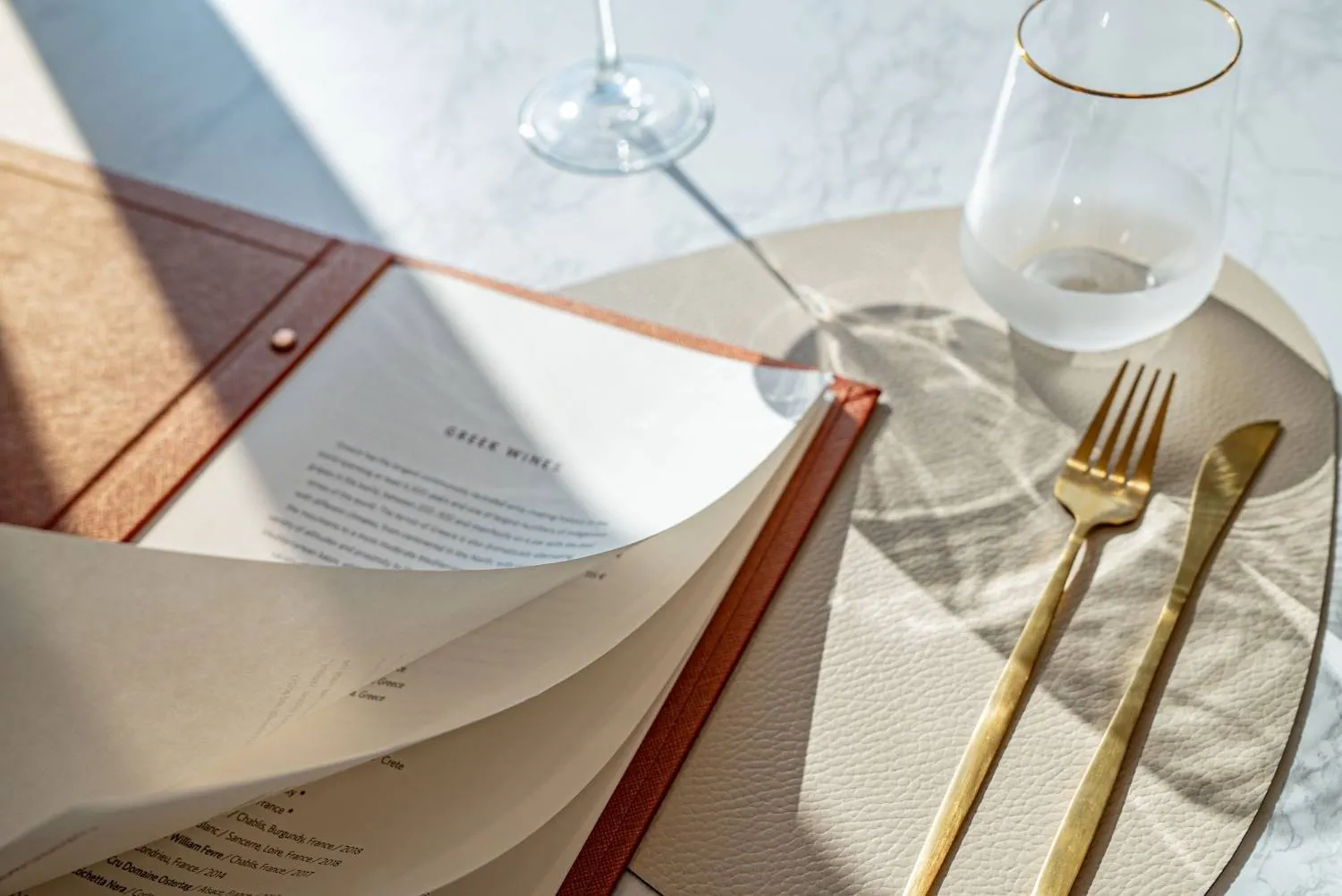 hard cover menu wine saffron marbella