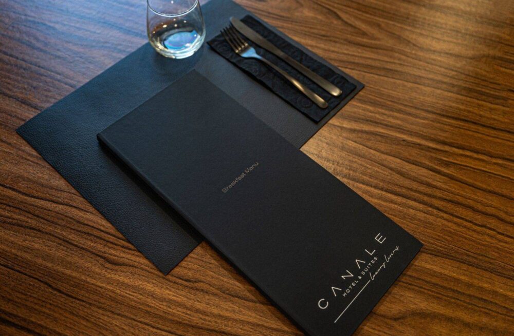 hard cover menu breakfast canale