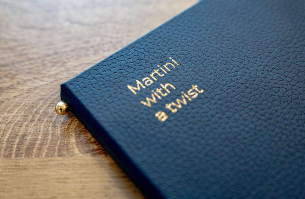 hard cover menu breakfast martini with a twist