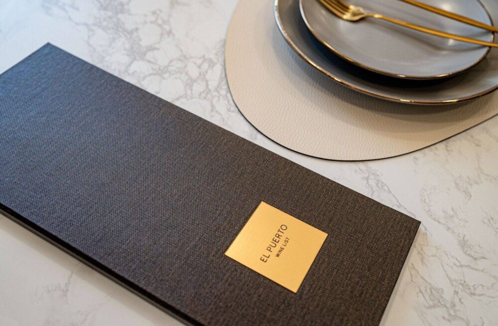 hard cover menu wine el puerto