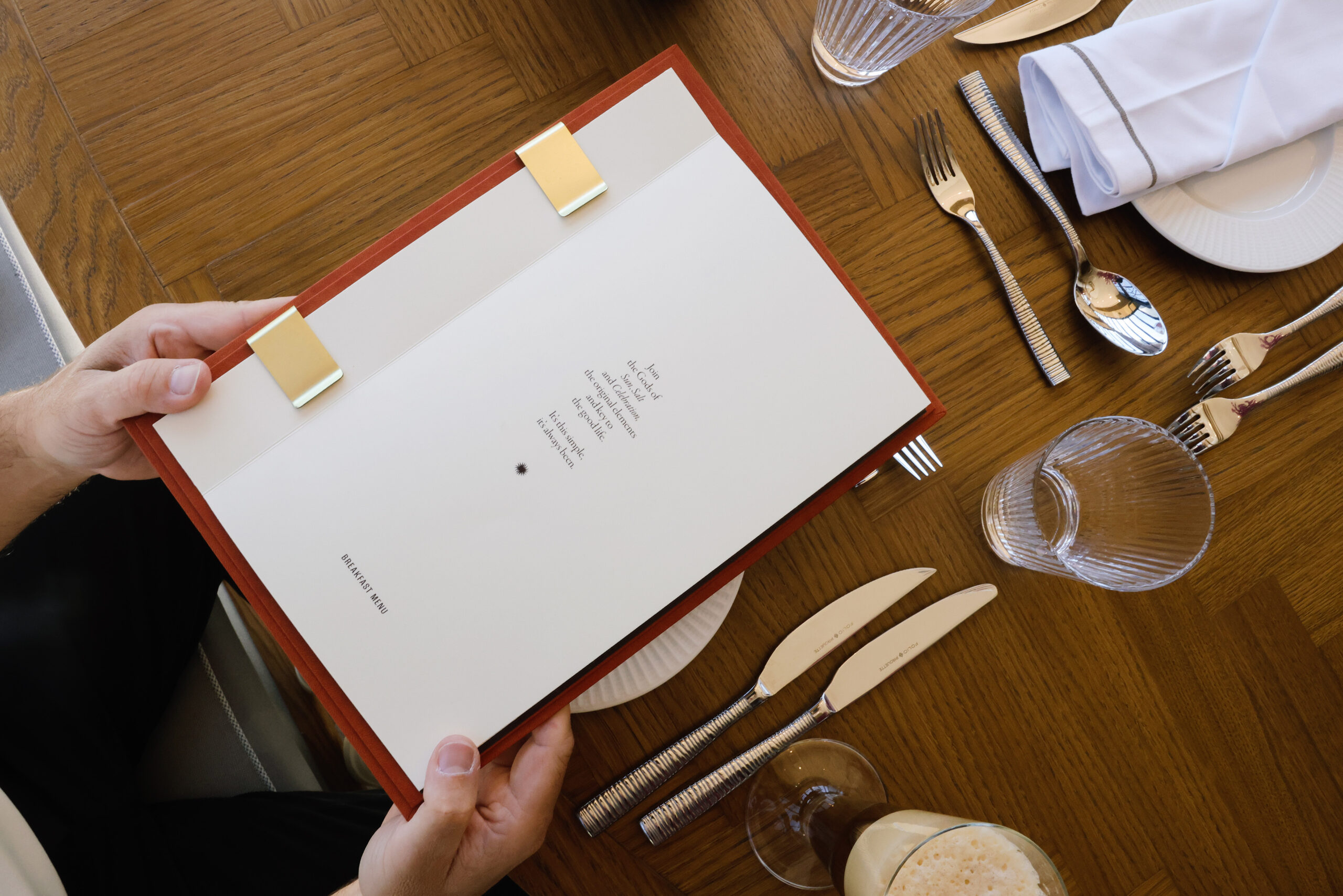 menu on hands