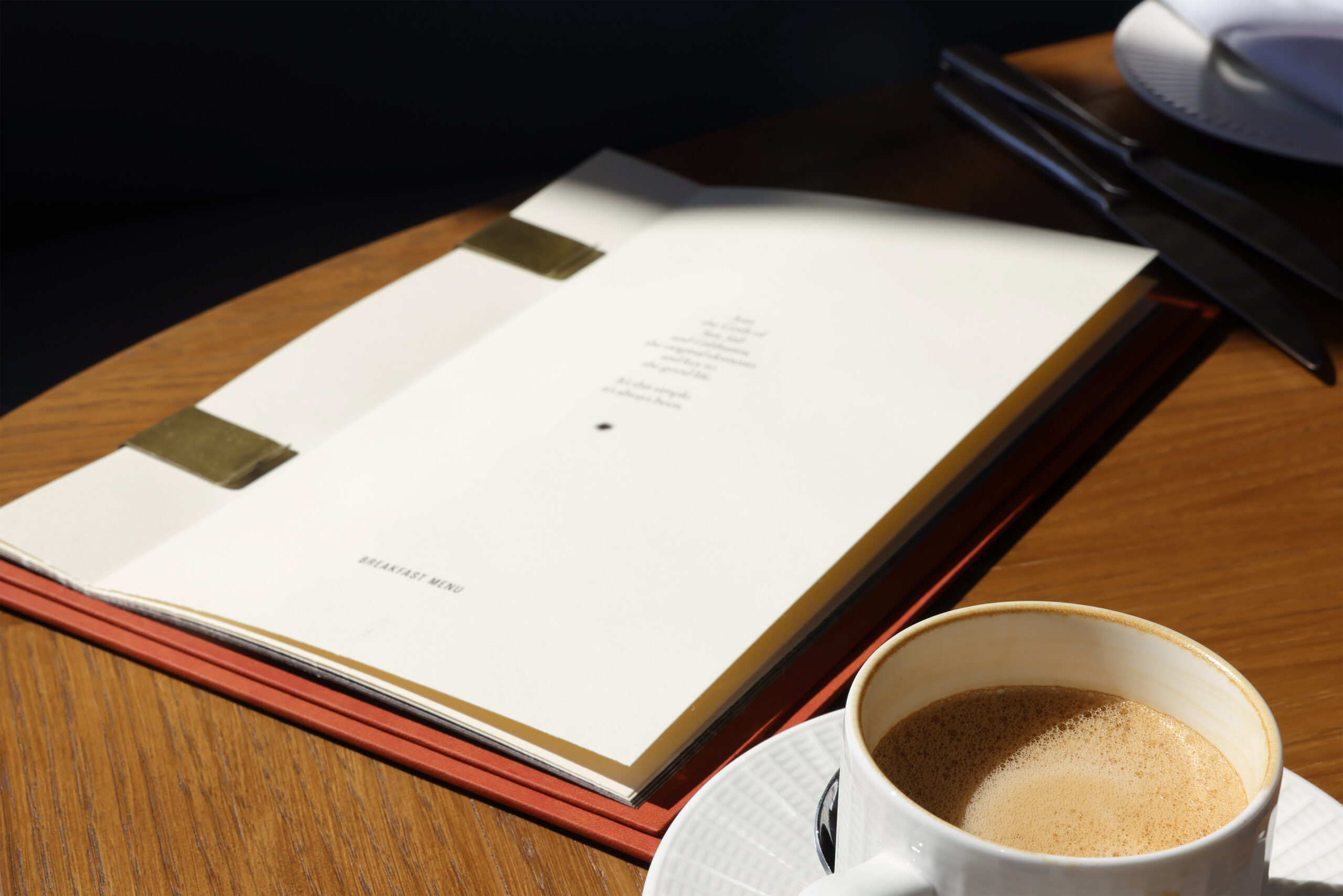 menu on table